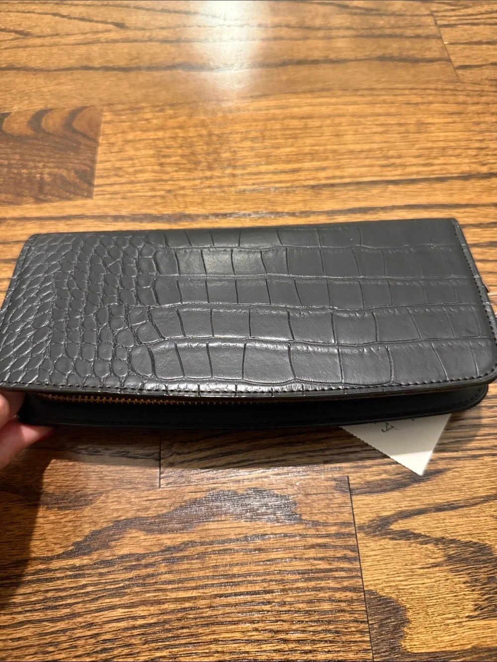 a new day Black Croc-Embossed Zip-Around Wallet
